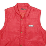 STYLE Womens Red Nylon Sleeveless Button Jacket XL Puffer Casual Warm Outerwear