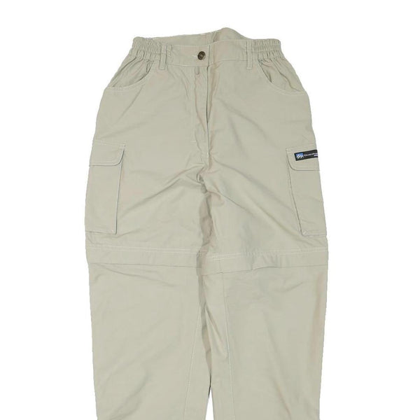 QEUCHUA Womens Polyester Blend Beige Relaxed Zip Cargo Trousers W24 L29 Outdoor
