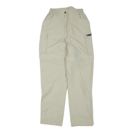 QEUCHUA Womens Polyester Blend Beige Relaxed Zip Cargo Trousers W24 L29 Outdoor