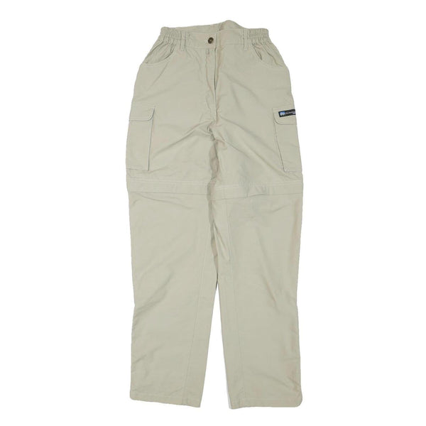 QEUCHUA Womens Polyester Blend Beige Relaxed Zip Cargo Trousers W24 L29 Outdoor