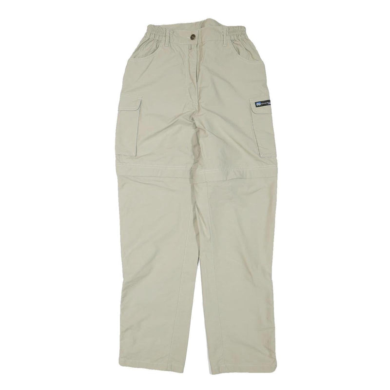 QEUCHUA Womens Polyester Blend Beige Relaxed Zip Cargo Trousers W24 L29 Outdoor