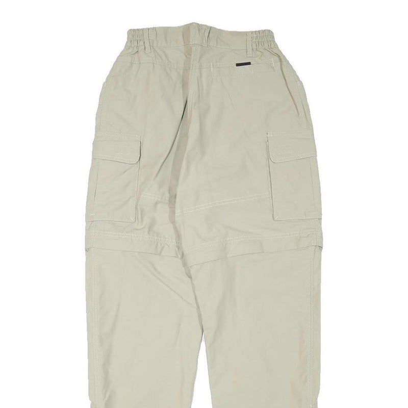 QEUCHUA Womens Polyester Blend Beige Relaxed Zip Cargo Trousers W24 L29 Outdoor