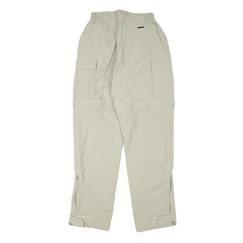 QEUCHUA Womens Polyester Blend Beige Relaxed Zip Cargo Trousers W24 L29 Outdoor