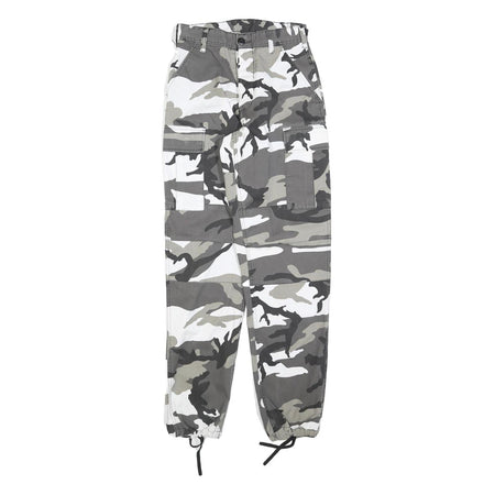 Womens Grey & White Camo Regular Fit Cargo Cotton Blend Trousers W26 L32