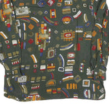 Womens Green Pattern Shirt XL Vintage Style Casual Geometric Print Lightweight