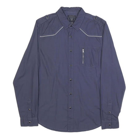 GUESS Mens Blue Cotton Shirt M Casual Long Sleeve Button Shirt