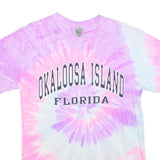 GILDAN Womens Pink & Purple Tie Dye Okaloosa Island Florida T-Shirt M Short