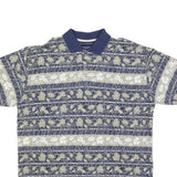 REGATTA Mens Blue & Beige Floral Short Sleeve Polo Shirt L Cotton Blend Casual
