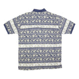 REGATTA Mens Blue & Beige Floral Short Sleeve Polo Shirt L Cotton Blend Casual
