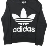 ADIDAS Womens Black Hoodie UK 6 Cotton Blend Comfortable Casual Pullover