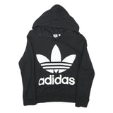 ADIDAS Womens Black Hoodie UK 6 Cotton Blend Comfortable Casual Pullover