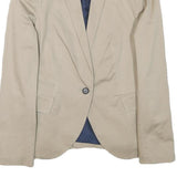 ZARA BASIC Womens Beige Cotton Blend Blazer Jacket S Tailored Classic Button