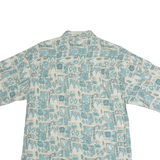 BADGE Mens Blue & Cream Pattern Cotton Shirt M Casual Summer Short Sleeve