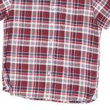 TOMMY HILFIGER Mens Red & White Check Short Sleeve Shirt L Cotton Blend Stylish