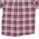 TOMMY HILFIGER Mens Red & White Check Short Sleeve Shirt L Cotton Blend Stylish