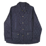 BARBOUR Womens Blue & Navy Quilted Jacket L Polyester Blend Diamond Pattern