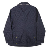 BARBOUR Womens Blue & Navy Quilted Jacket L Polyester Blend Diamond Pattern