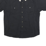 WRANGLER Mens Black Cotton Blend Shirt L Short Sleeve Casual Two Pocket