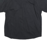 WRANGLER Mens Black Cotton Blend Shirt L Short Sleeve Casual Two Pocket