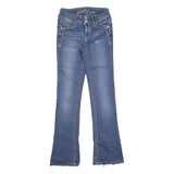 WALL FLOWER Womens Blue Regular Bootcut Denim Medium W24 L30 Stylish Zip Jeans