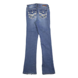 WALL FLOWER Womens Blue Regular Bootcut Denim Medium W24 L30 Stylish Zip Jeans