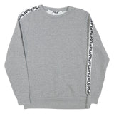 FILA Womens Grey Sweatshirt Crew Neck UK 14 Logo Tape Sleeve Casual Pullover