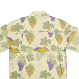 DEMCRAZY Mens Cream & Green Crazy Print Shirt L Cotton Short Sleeve Button