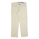 THINK PINK Womens Cotton Blend Beige Regular Straight Trousers W32 L30 Casual
