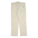 THINK PINK Womens Cotton Blend Beige Regular Straight Trousers W32 L30 Casual