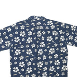 Mens Blue & White Floral Hawaiian Style Shirt L Cotton Summer Casual Short