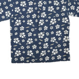 Mens Blue & White Floral Hawaiian Style Shirt L Cotton Summer Casual Short