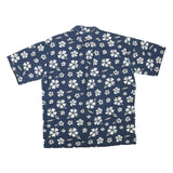 Mens Blue & White Floral Hawaiian Style Shirt L Cotton Summer Casual Short