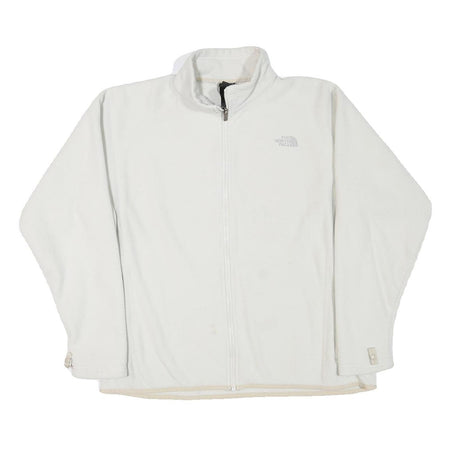 THE NORTH FACE Womens White Fleece Jacket L Polyester Blend Zip Casual Outdoor