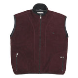 CHAMPION Mens Maroon Zip Up Fleece Jacket L Polyester Sleeveless Casual