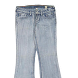 Womens Regular Fit Flared Denim Light Blue Cotton Blend Jeans W34 L32 Zip