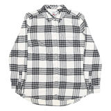 TOMMY HILFIGER Mens White & Black Checked Shirt L Casual Cotton Blend