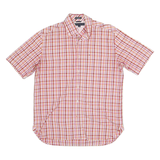 TOMMY HILFIGER Mens Red & Pink Check Shirt S Cotton Blend Short Sleeve Casual