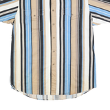 CUMBERLAND OUTFITTERS Mens Beige & Blue Striped Cotton Shirt L Button Down