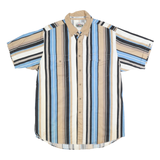 CUMBERLAND OUTFITTERS Mens Beige & Blue Striped Cotton Shirt L Button Down