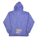 CACTUS Womens Blue Hooded Zip Jacket L Polyester Blend Plain Artistic Fish Print
