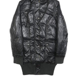 DKNY Womens Black Polyester Hooded Puffer Jacket M Casual Zip Up Winter
