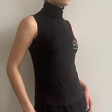 Unbranded Embroidered Rollneck - Small Black Cotton Blend