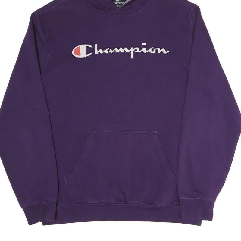 CHAMPION Womens Purple Hoodie L Cotton Blend Pullover Casual Hooded Sweatshirt