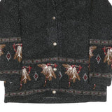 COUNTY CLOTHING Womens Black Button Jacket M Polyester Blend Aztec Pattern
