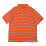 NAUTICA Mens Orange Striped Short Sleeve Polo Shirt L Cotton Blend Casual