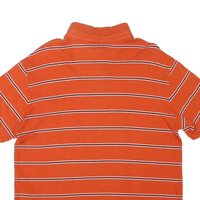 NAUTICA Mens Orange Striped Short Sleeve Polo Shirt L Cotton Blend Casual