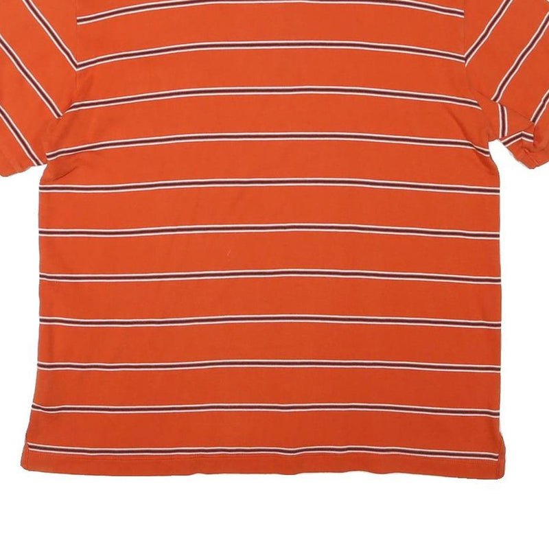 NAUTICA Mens Orange Striped Short Sleeve Polo Shirt L Cotton Blend Casual
