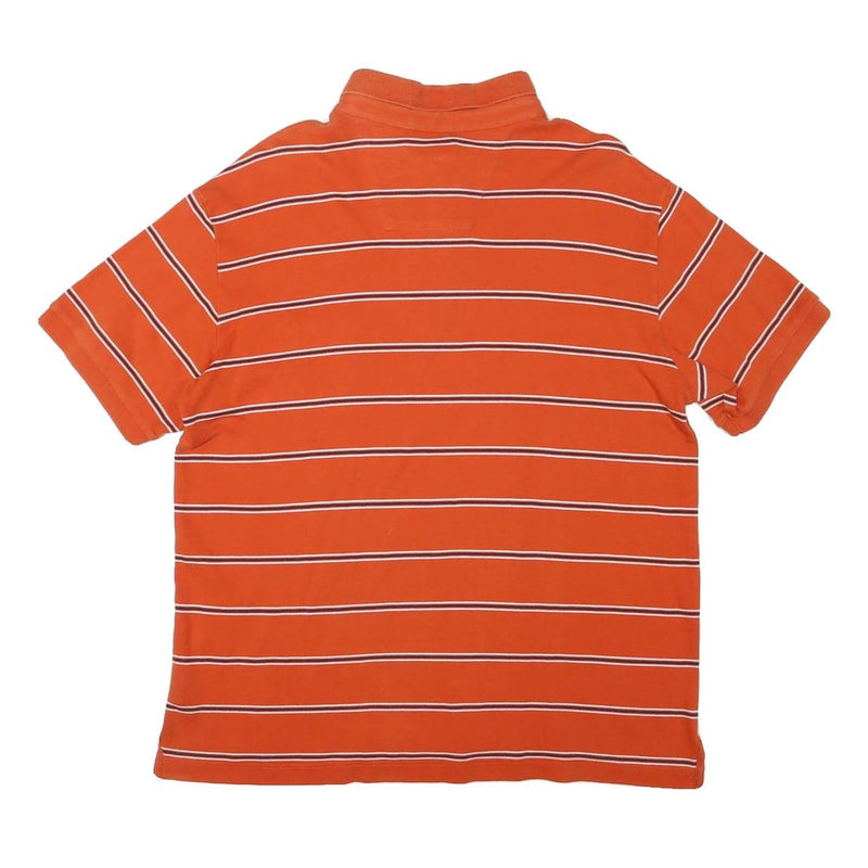 NAUTICA Mens Orange Striped Short Sleeve Polo Shirt L Cotton Blend Casual