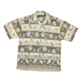 CACTUS Mens Beige & Cream Floral Print Short Sleeve Shirt M Casual Summer