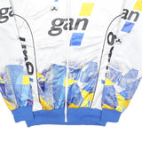 Mens White & Blue Graphic Polyester Blend Zip Jacket L Sports Style